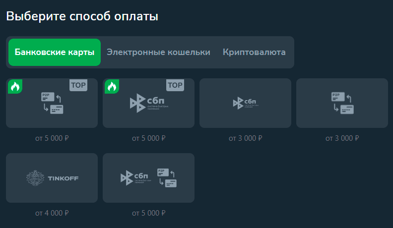 Способы пополнения счета Cactus Casino Способы пополнения счета Cactus Casino